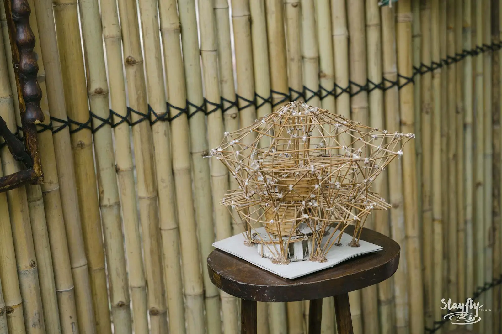 Intricate handmade sculpture on display.