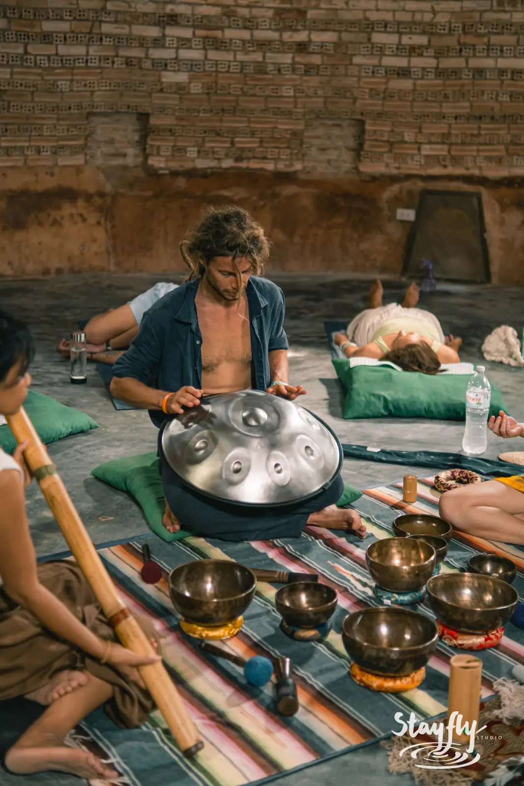 Handpan and singing bowls sound healing session.