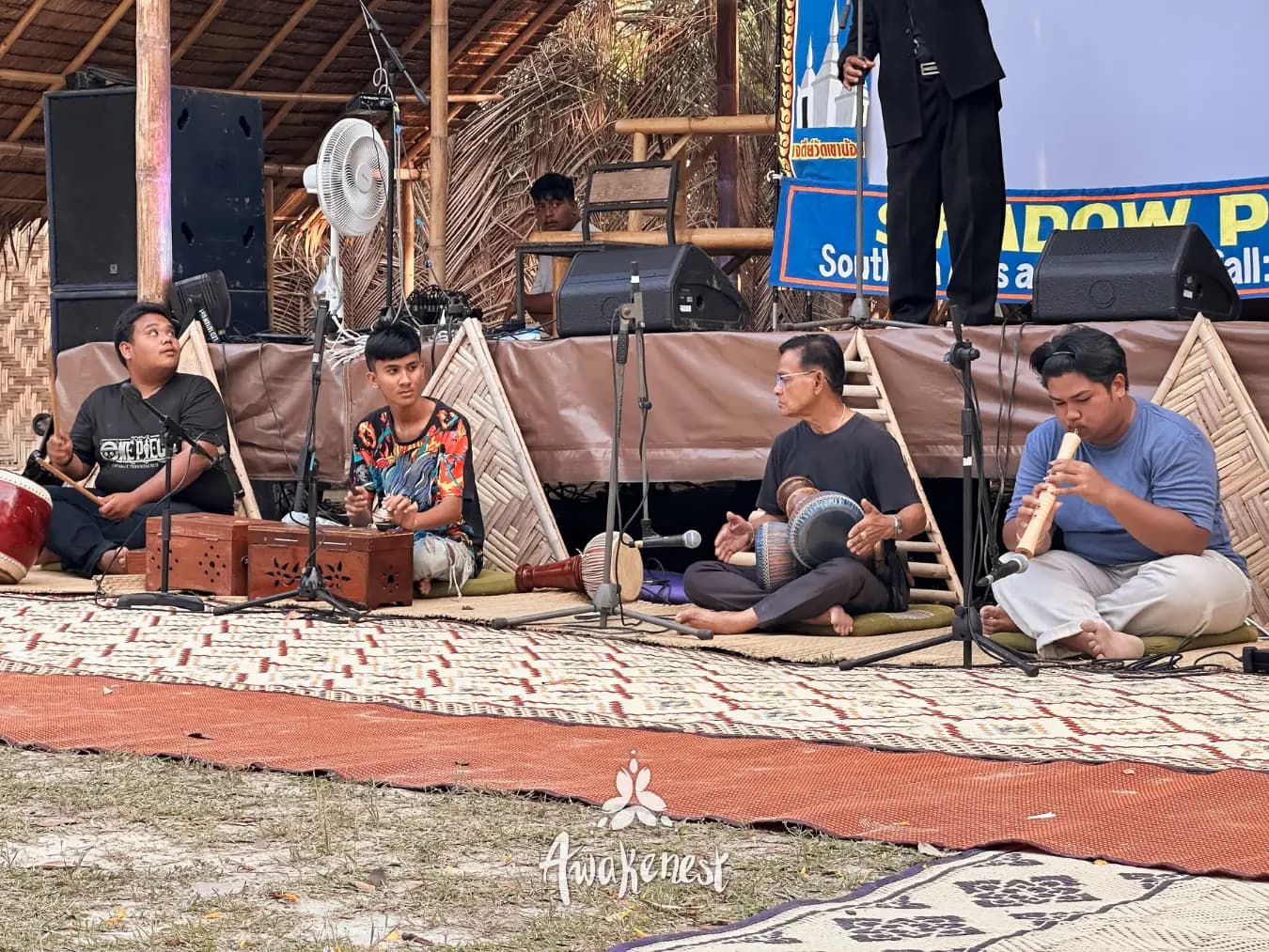 Four musicians performing at Shadow Play show.